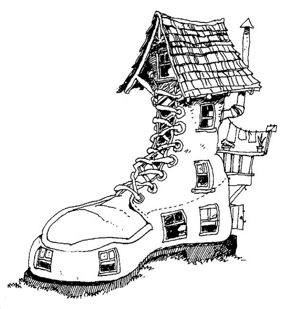 Domek w bucie kolorowanka