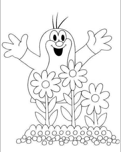 Krecik z bajki i kwiatki